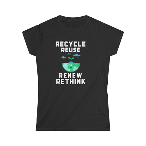 Happy Earth Day Environmental Symbol Reuse Renew Rethink Environment Women Tops