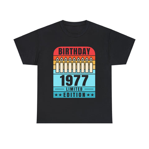 Vintage 1977 TShirt Men Limited Edition BDay 1977 Birthday Men Shirts Big and Tall Plus Size