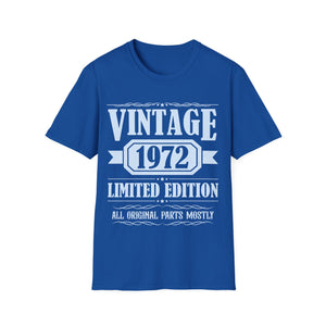 Vintage 1972 TShirt Men Limited Edition BDay 1972 Birthday Mens Tshirts