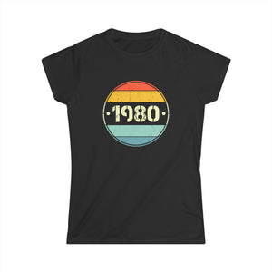 Vintage 1980 Birthday Shirts for Women Funny 1980 Birthday Womens Shirt
