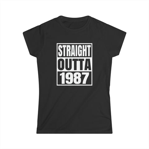 Vintage 1987 T Shirts for Women Retro Funny 1987 Birthday Shirts for Women