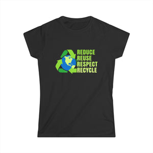 Vintage Green Environment Symbol Novelty Earth Day Environmental Women Shirts