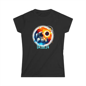 Astronomy Astronaut Watching Solar Eclipse April 08, 2024 Womens T Shirt