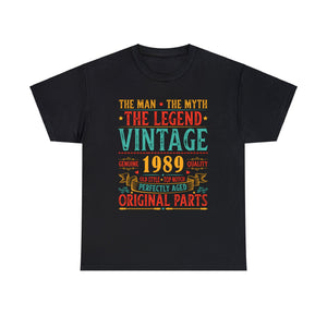 Vintage 1989 T Shirts for Men Retro Funny 1989 Birthday Men Shirts Big and Tall Plus Size