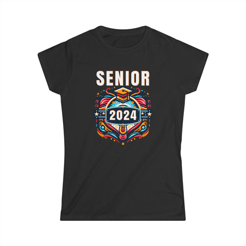 Senior 24 Class of 2024 Back to School Graduation 2024 Shirts for Women