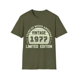 Vintage 1977 T Shirts for Men Retro Funny 1977 Birthday Mens Shirts