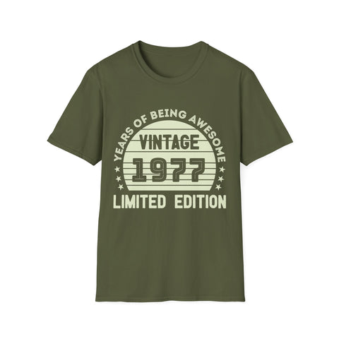 Vintage 1977 T Shirts for Men Retro Funny 1977 Birthday Mens Shirts