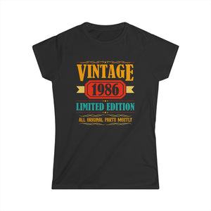 Vintage 1986 T Shirts for Women Retro Funny 1986 Birthday Women Tops