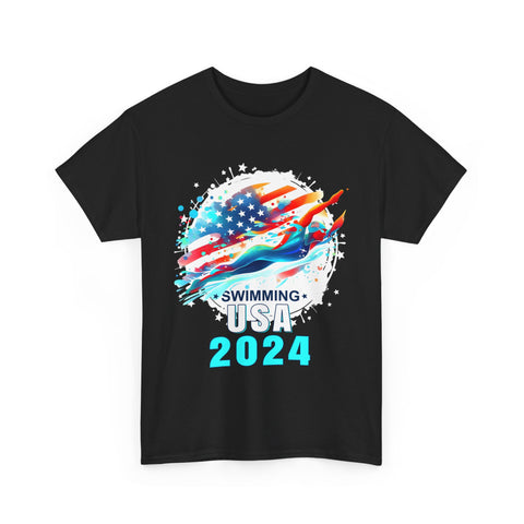 USA 2024 Summer Games Swimming America Swimming 2024 USA Big and Tall Shirts for Men Plus Size