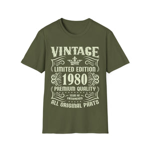 Vintage 1980 TShirt Men Limited Edition BDay 1980 Birthday Mens Shirt