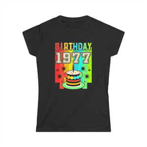 Vintage 1977 T Shirts for Women Retro Funny 1977 Birthday Womens Shirt