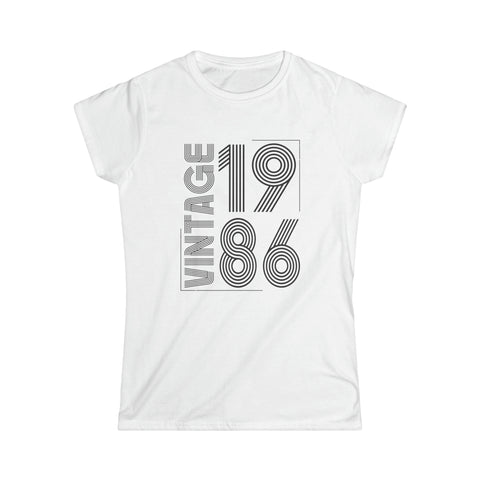 Vintage 1986 T Shirts for Women Retro Funny 1986 Birthday Shirts for Women