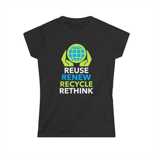 Happy Earth Day Recycling Symbol Reuse Renew Rethink Recycle Womens Shirts