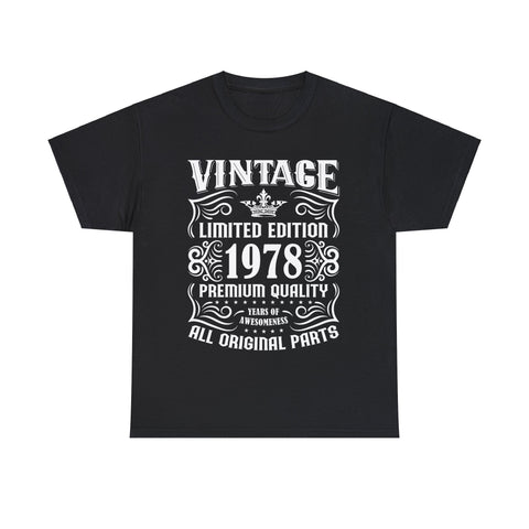 Vintage 1978 TShirt Men Limited Edition BDay 1978 Birthday Big and Tall Shirts for Men Plus Size