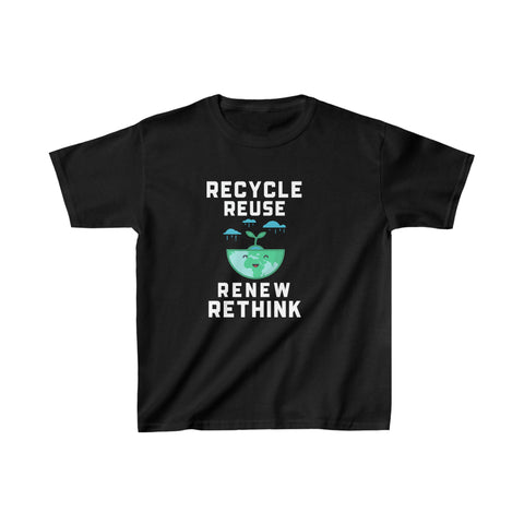 Happy Earth Day Environmental Symbol Reuse Renew Rethink Environment Girls Tshirts