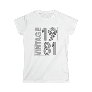 Vintage 1981 T Shirts for Women Retro Funny 1981 Birthday Womens Shirts