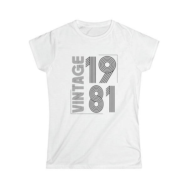 Vintage 1981 T Shirts for Women Retro Funny 1981 Birthday Womens Shirts