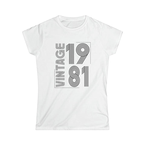 Vintage 1981 T Shirts for Women Retro Funny 1981 Birthday Womens Shirts