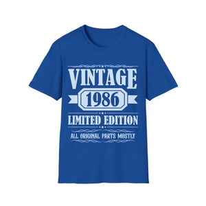 Vintage 1986 TShirt Men Limited Edition BDay 1986 Birthday Men Shirts