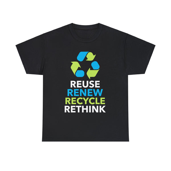 Happy Earth Day Recycling Symbol Reuse Renew Rethink Recycle Mens Tshirts for Men Big and Tall