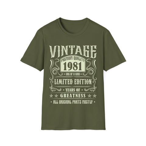 Vintage 1981 T Shirts for Men Retro Funny 1981 Birthday Men Shirts