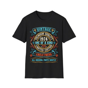 Vintage 1974 T Shirts for Men Retro Funny 1974 Birthday Men Shirts