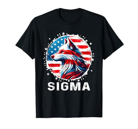 American Sigma Wolf Shirt Sigma Meme Shirts Ironic Meme T-Shirt