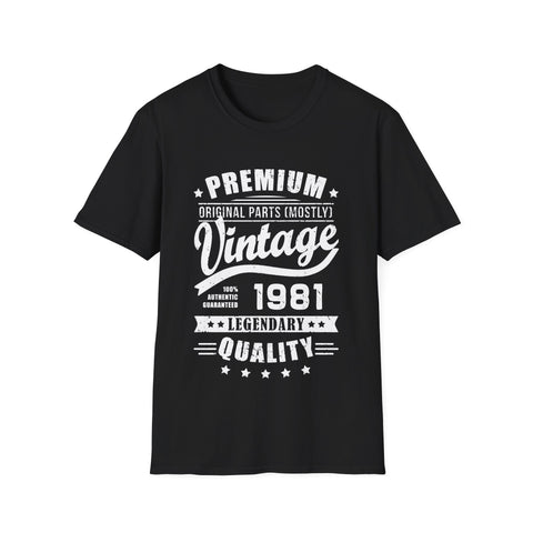 Vintage 1981 T Shirts for Men Retro Funny 1981 Birthday Mens Shirt