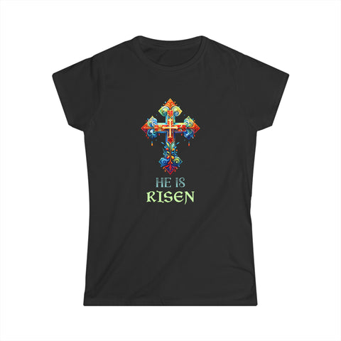 Easter Christian He Is Risen Resurrection Orthodox Easter Shirts for Women