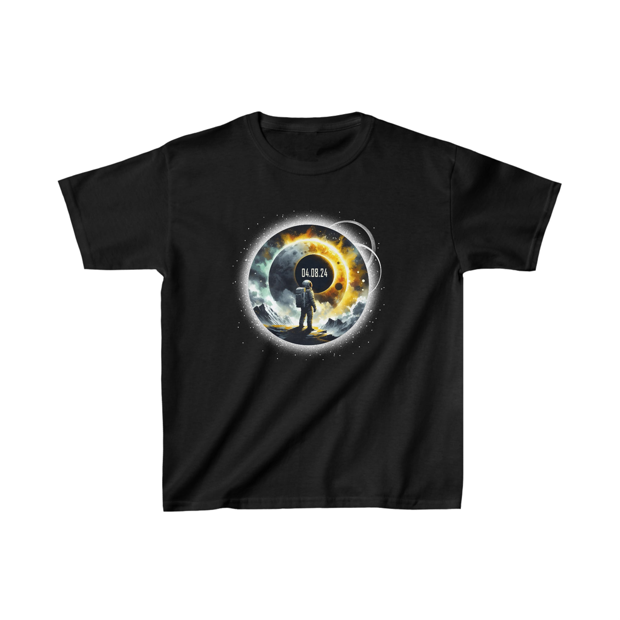 Space Shirt Astronaut Watching Solar Eclipse April 08, 2024 Boys T Shirts