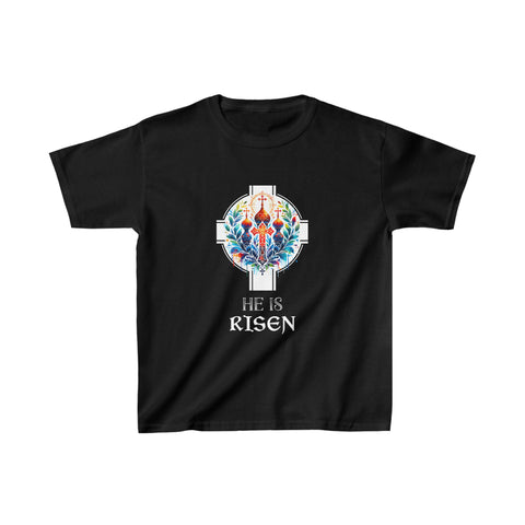 He Is Risen Cross Jesus Easter Christian Religious Men Teens Boys T Shirts