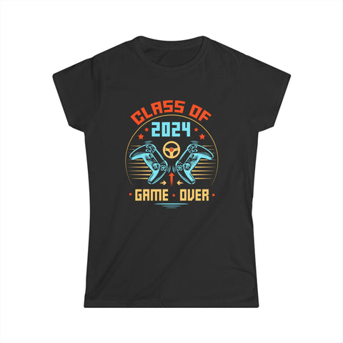 Game Over Class Of 2024 Shirt Students Funny Graduation Womens Shirts