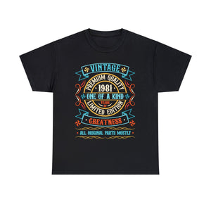 Vintage 1981 T Shirts for Men Retro Funny 1981 Birthday Mens Tshirts for Men Big and Tall