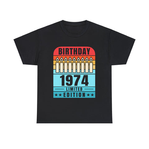 Vintage 1974 TShirt Men Limited Edition BDay 1974 Birthday Men Shirts Big and Tall Plus Size