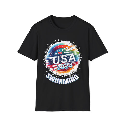 USA 2024 Summer Games Swimming America Swimming 2024 USA Mens T Shirts