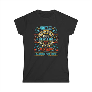 Vintage 1986 T Shirts for Women Retro Funny 1986 Birthday Womens Shirt