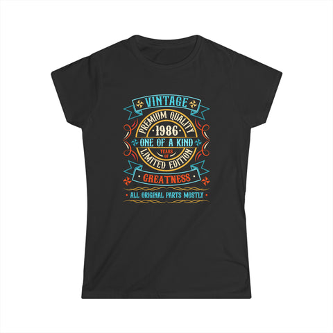 Vintage 1986 T Shirts for Women Retro Funny 1986 Birthday Womens Shirt