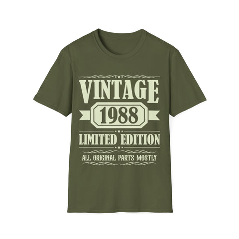 Vintage 1988 TShirt Men Limited Edition BDay 1988 Birthday Mens Tshirts