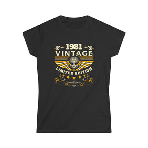 Vintage 1981 T Shirts for Women Retro Funny 1981 Birthday Womens T Shirts