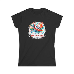 USA 2024 United States Athlete American Swimming 2024 USA Womens T Shirt