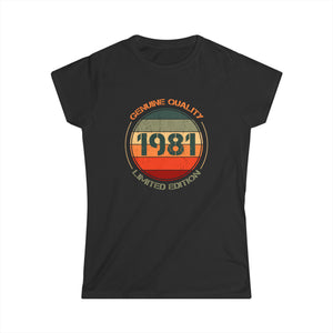 Vintage 1981 T Shirts for Women Retro Funny 1981 Birthday Womens T Shirt