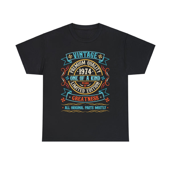 Vintage 1974 T Shirts for Men Retro Funny 1974 Birthday Big and Tall Tshirts Shirts for Men