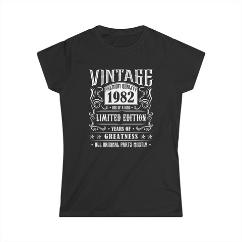 Vintage 1982 T Shirts for Women Retro Funny 1982 Birthday Shirts for Women