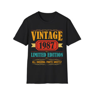 Vintage 1987 T Shirts for Men Retro Funny 1987 Birthday Mens Tshirts