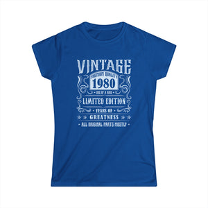 Vintage 1980 T Shirts for Women Retro Funny 1980 Birthday Shirts for Women