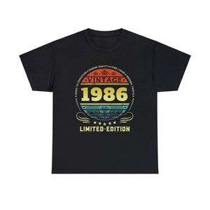 Vintage 1986 Limited Edition 1986 Birthday Shirts for Men Big and Tall Tshirts Shirts for Men