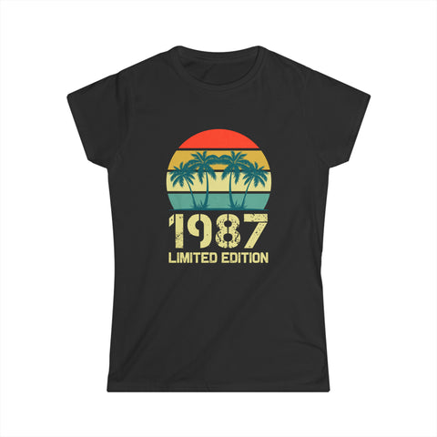 Vintage 1987 Birthday Shirts for Women Funny 1987 Birthday Womens Shirt