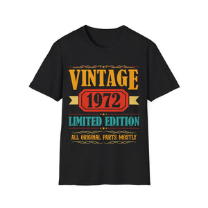 Vintage 1972 T Shirts for Men Retro Funny 1972 Birthday Mens Tshirts