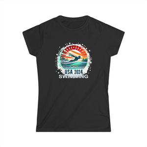 USA 2024 United States American Sport 2024 Swimming Women Tops