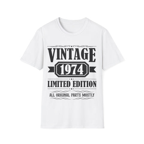 Vintage 1974 T Shirts for Men Retro Funny 1974 Birthday Mens T Shirt